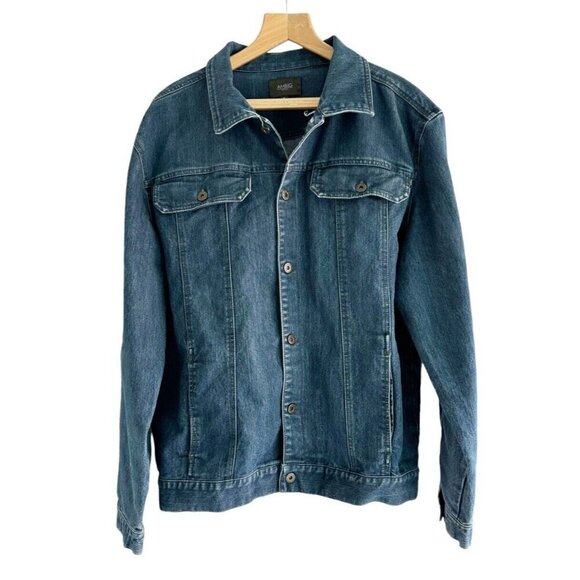 AMBIG Men's Sz XL Blue Denim Jean Jacket Button Down the Front - Picture 1 of 8